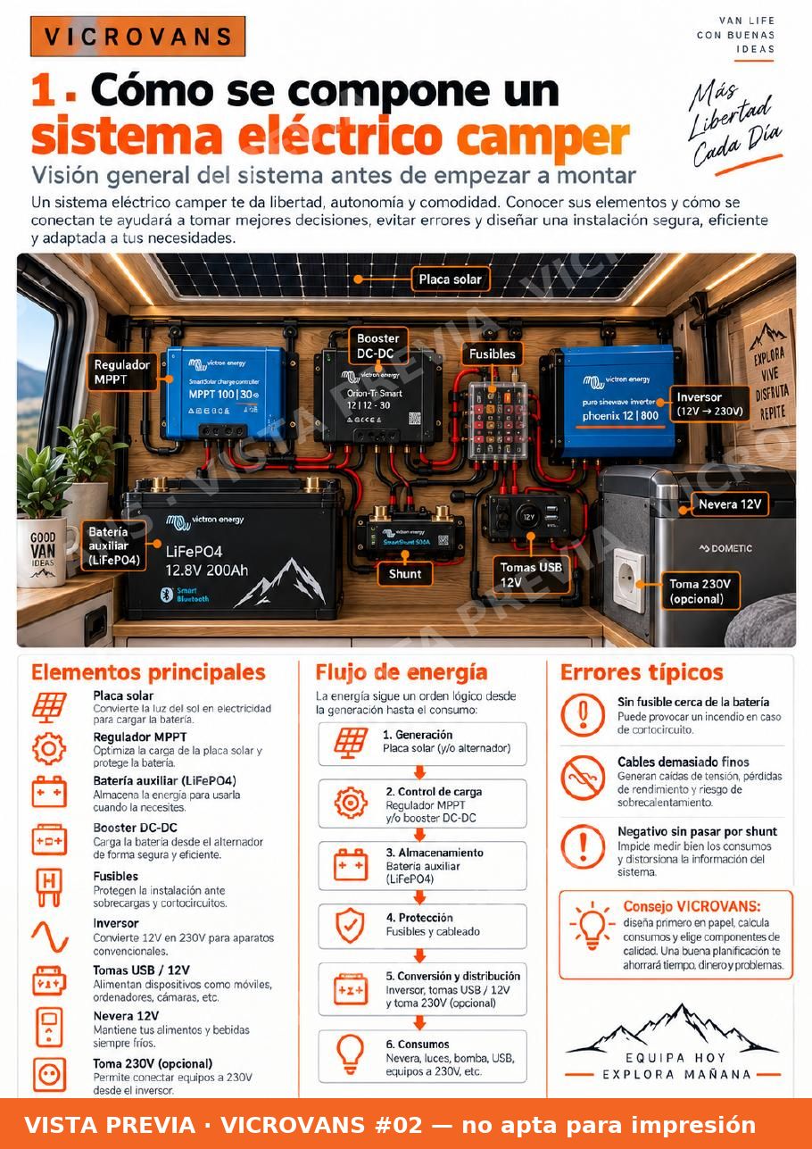Página sobre la composición del sistema eléctrico camper
