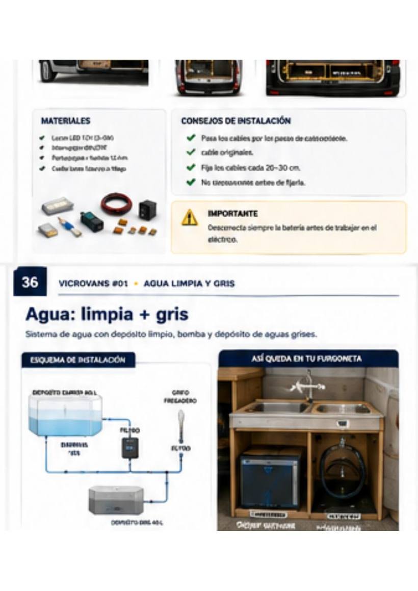 Página de agua limpia y aguas grises