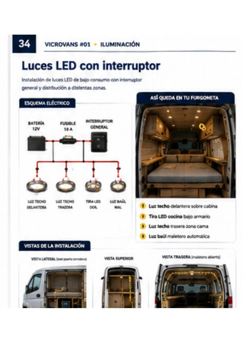 Página de iluminación LED con interruptor