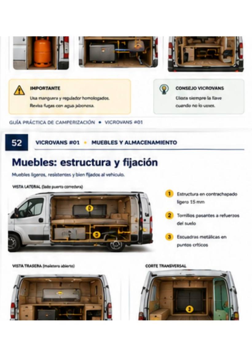 Página de muebles, estructura y fijación