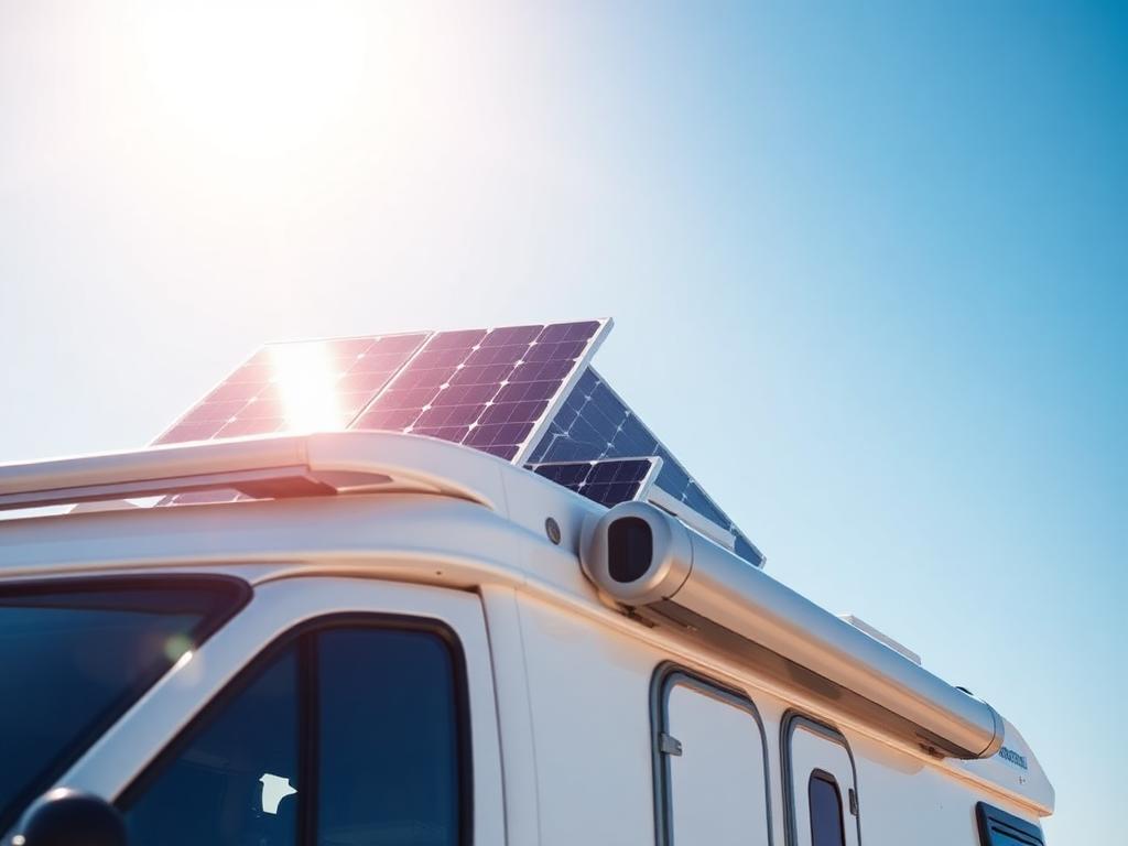 Paneles solares instalados en el techo de una furgoneta camper